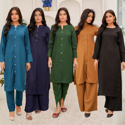 2 Piece Dhanak Pakistani Winter Co-Ords Set Ready to Wear Collection by Simrans | UMSIM6