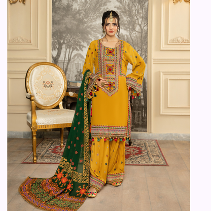 F-468 Embroidered Georgette Chiffon Farshi Shalwar Collection by karma Collection