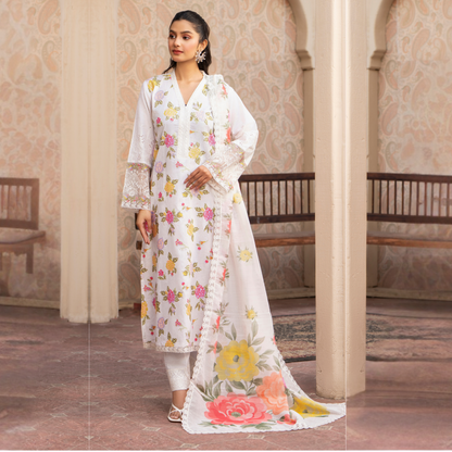 UKC-18 Embroidered Cambric Cotton Ready to Wear 3 Pc - Karma Collection