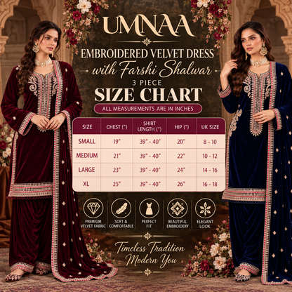 UA-309 Luxury Velvet Farshi Shalwar Collection | Umnaa