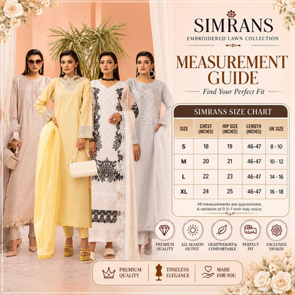 UMS-68 Florence Embroidered Lawn 3 pc Collection | Simrans