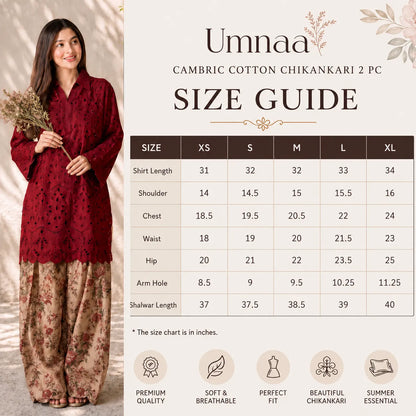 UA-273 Cambric Cotton Co-Ords Farshi Shalwar 2 Piece | Umnaa