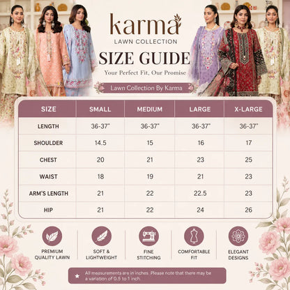 "Gulmahar" Embroidered Lawn Farshi Shalwar Collection by karma Collection