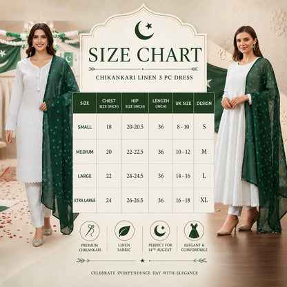 UA-278 Chikankari Linen Independence day Pakistani Dress