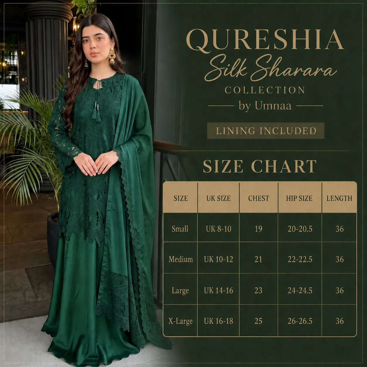 UA-290 Qureshia Silk Sharara 3 Pc | Umnaa