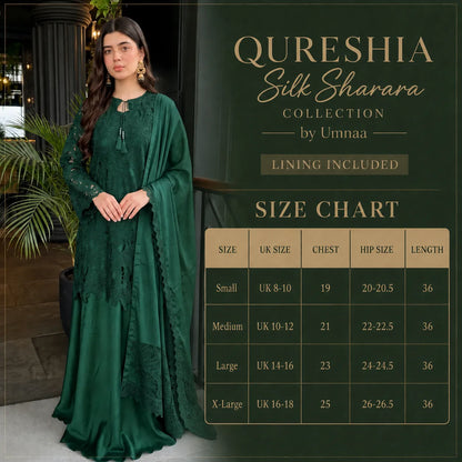 UA-290 Qureshia Silk Sharara 3 Pc | Umnaa