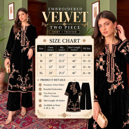UA-328 Luxury Velvet Co-Ord 2 Pc Collection | Umnaa