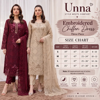 UA-295 Luxury Chiffon 3 Pc Collection | Umnaa
