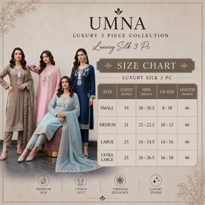 UA-289 Luxury Silk 3-Pc Suit | Embroidered Pakistani Formal Wear