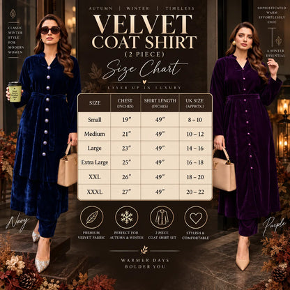 UA-301 Coat Style Velvet Co-Ords 2 Pc | Umnaa
