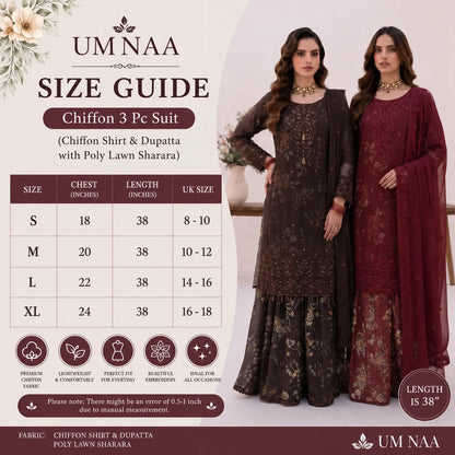 UA-249 Embroidered Chiffon Sharara Collection by Umnaa