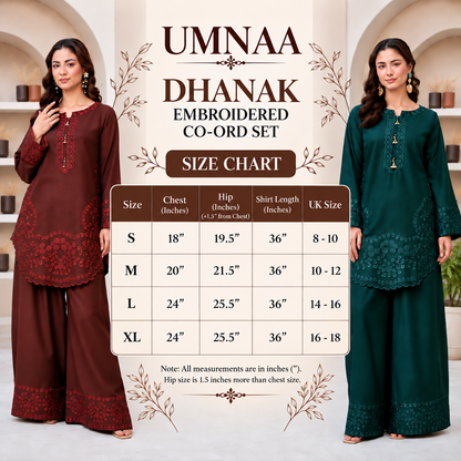 UA-306 Embroidered Dhanak Co-Ord set | Umnaa