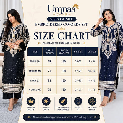 UA-286 Embroidered Viscose Silk Co-Ords Set | Umnaa