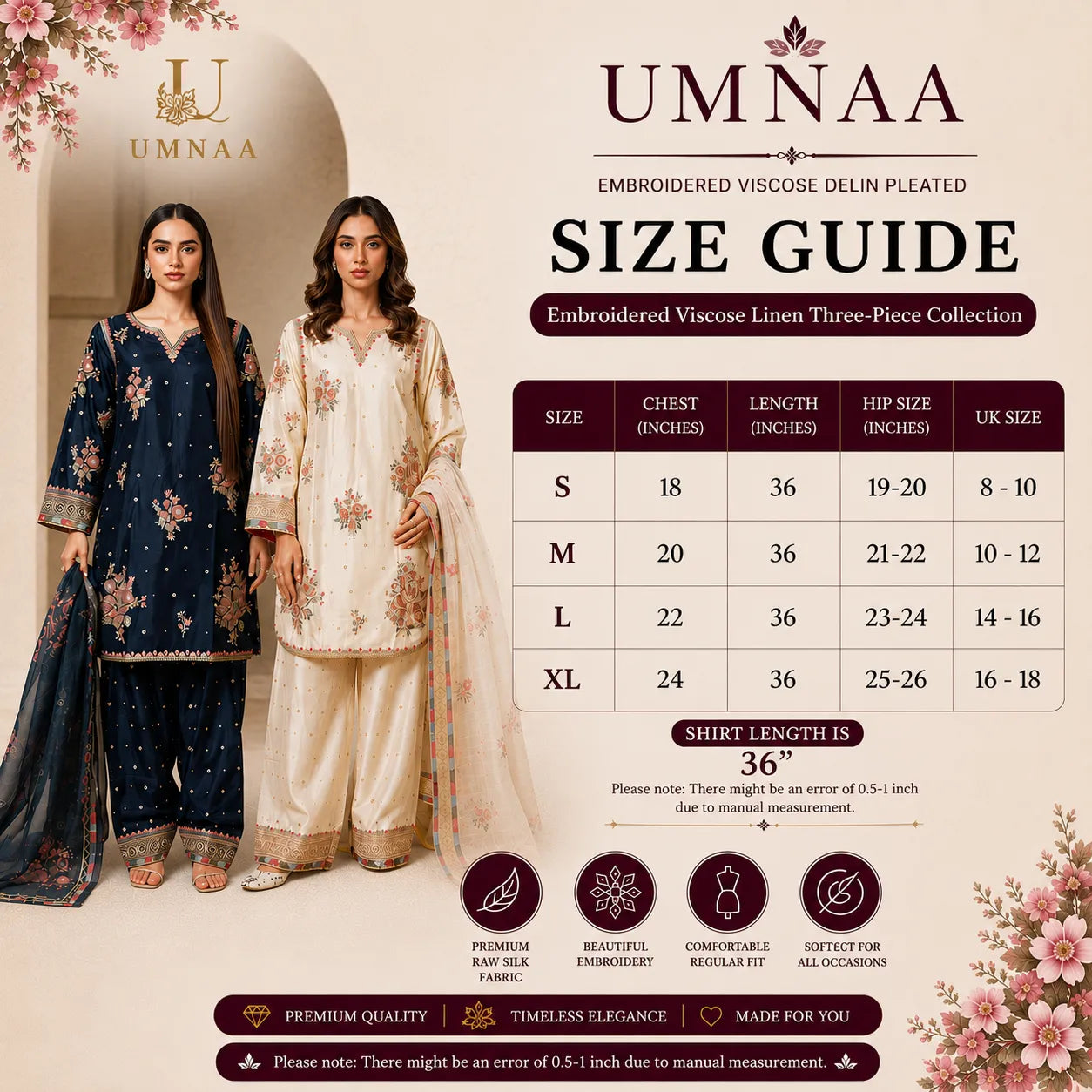 UA-262 Embroidered Farshi Shalwar Luxury Pakistani Dress by Umnaa