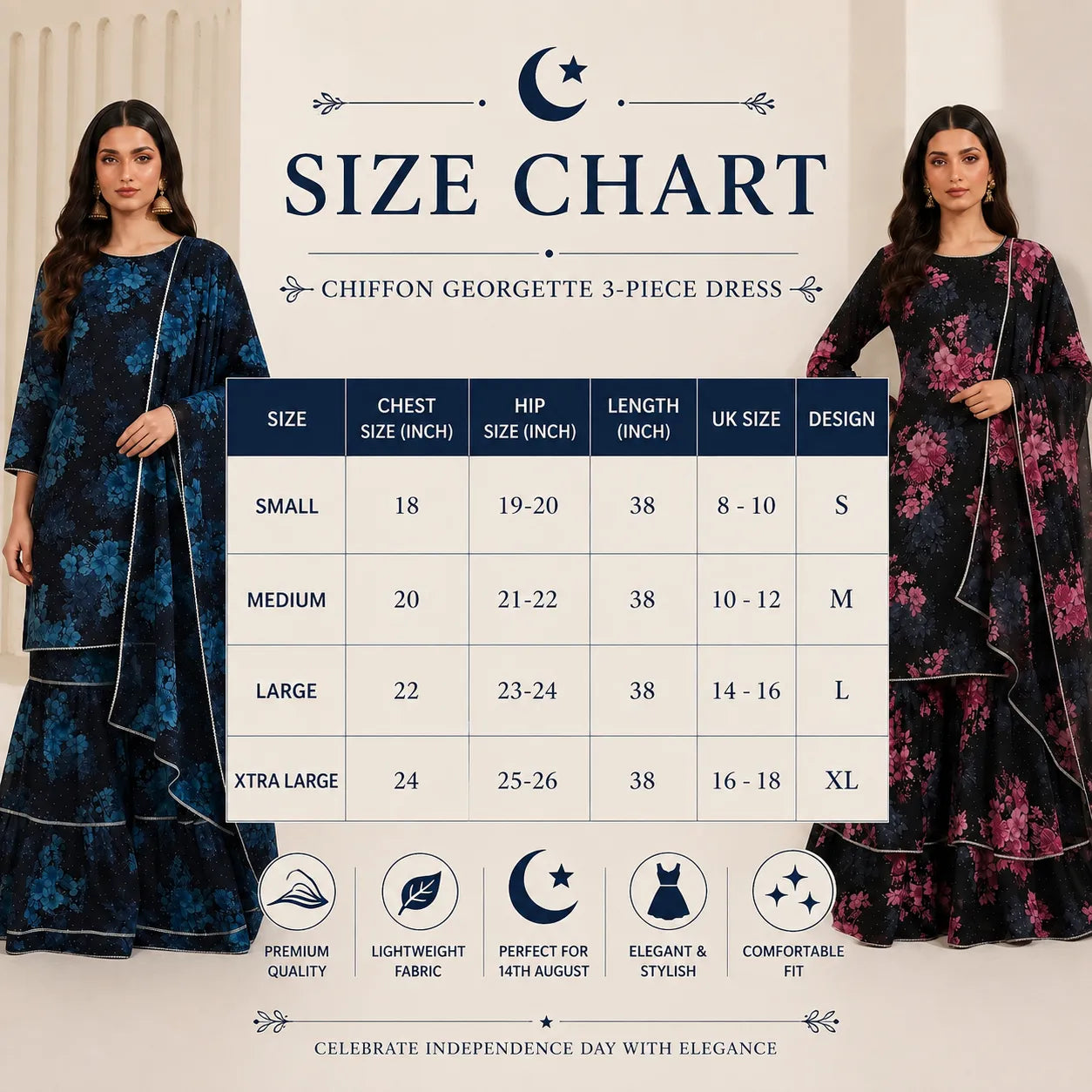 UA-279 Printed Chiffon Georgette with Sharara Collection 3 Pc  | Umnaa