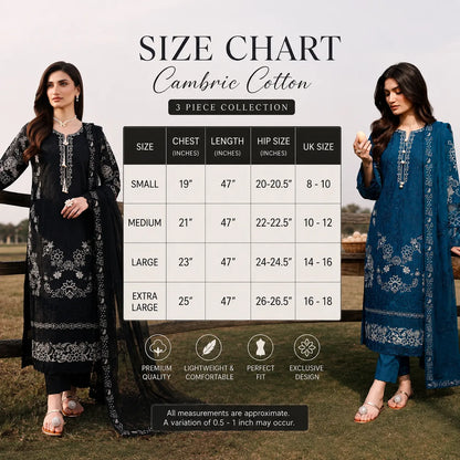 UA-285 Embroidered Cambric Cotton 3 Pc Collection | Umnaa