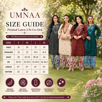 UA-226 "Aleezay Prints" by Umnaa Printed Lawn Co Ord set collection| Ready to Wear Pakistani Asian clothes