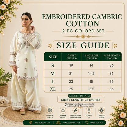 UA-260 Embroidered Cambric Cotton 2 Pc Co-Ord Set with Farshi Shalwar by Umnaa