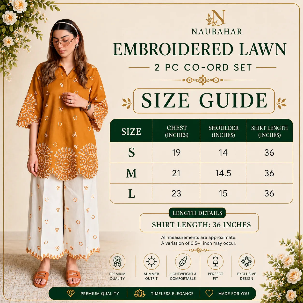 UA-232 Embroidered Chikankari Lawn 2 Pc Co-Ord Set Summer Wear by Umnaa