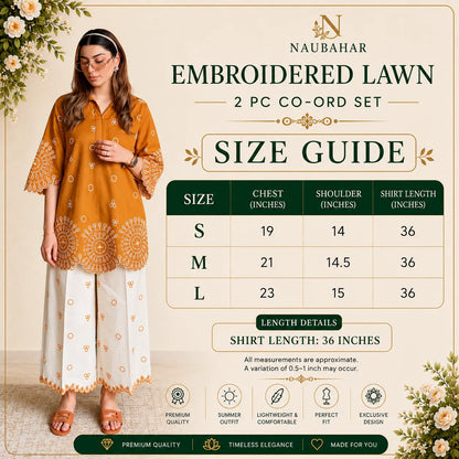 UA-232 Embroidered Chikankari Lawn 2 Pc Co-Ord Set Summer Wear by Umnaa