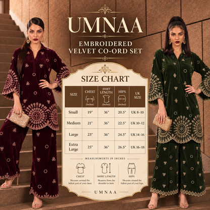 UA-318 Embroidered Velvet Co-Ord Set | Umnaa