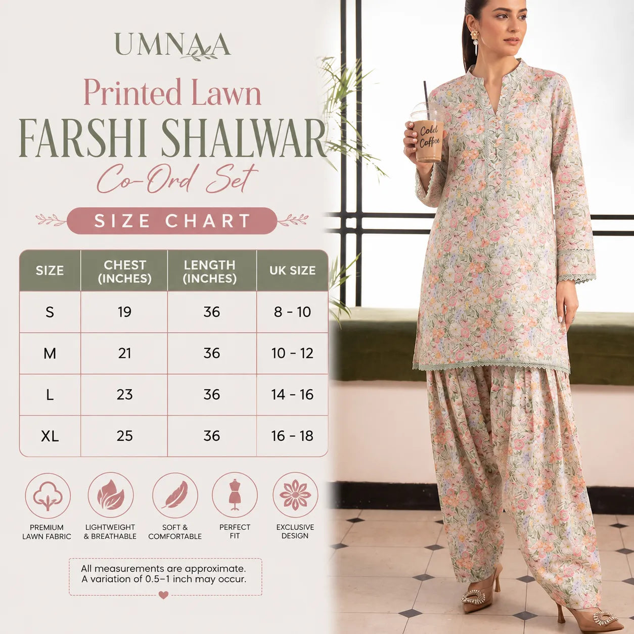 USN-23 Printed Farshi Shalwar Lawn Co-Ord Set | Saphorn