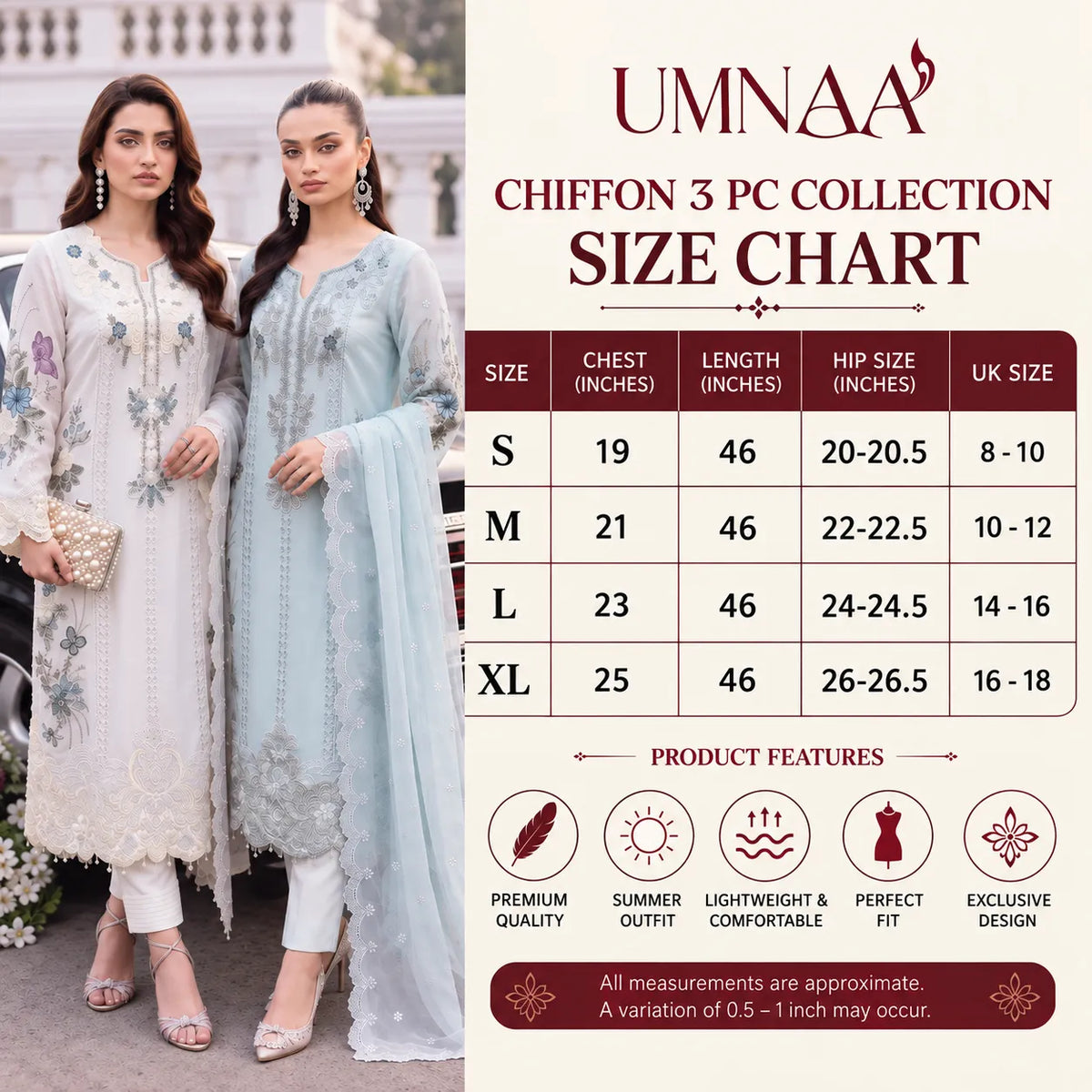 UA-297 Embroidered Luxury Chiffon Collection | Umnaa