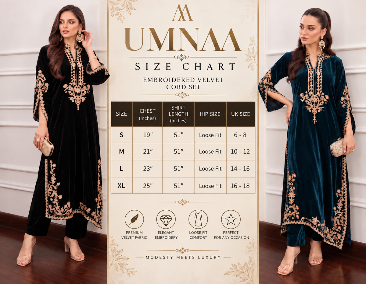 UA-316 Luxury Velvet Kaftan Style Co-Ord Set | Umnna