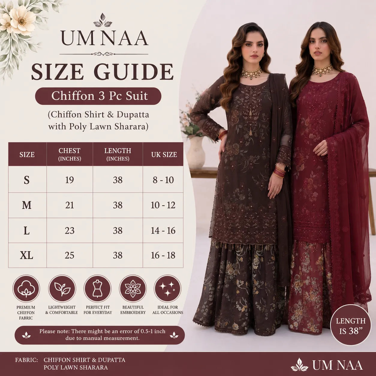 UA-249 Embroidered Chiffon Sharara Collection by Umnaa