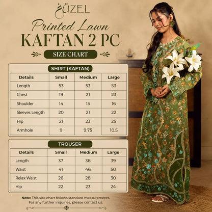 UGL-01 Printed Lawn Kaftan 2 Piece Set by Guzel