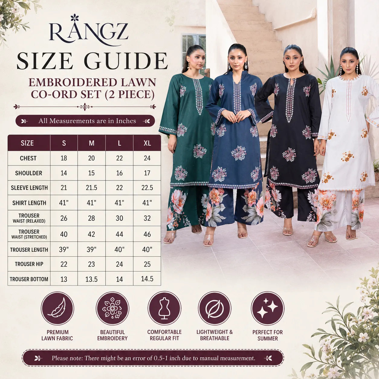 UMRZ-64 "Reat" by Rangz Embroidered Lawn Co Ord set collection| Ready to Wear Pakistani Asian clothes