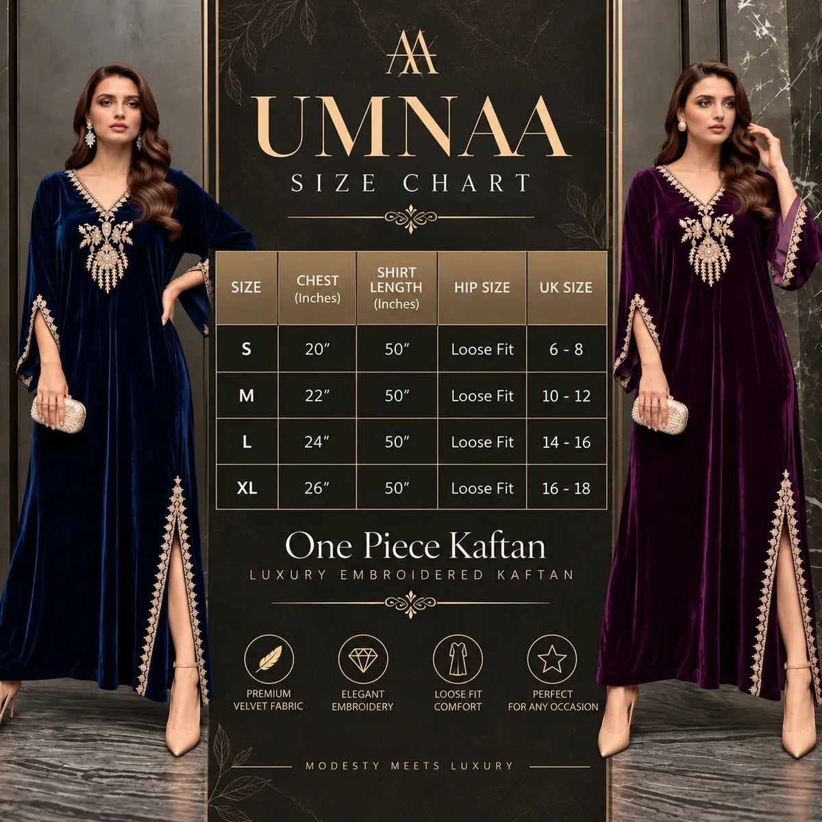 UA-304 Luxury Embroidered Kaftan 1 Pc | Umnaa