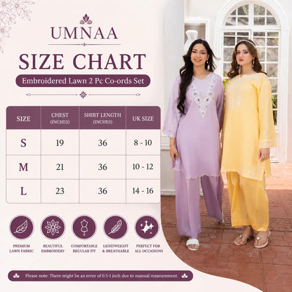 UA-243 Embroidered Lawn Summer Lawn Co-Ords Set by Umnaa