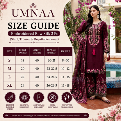 UA-335 Embroidered Viscose 3 Pc Collection Ready to Wear Pakistani Asian clothes by Umnaa