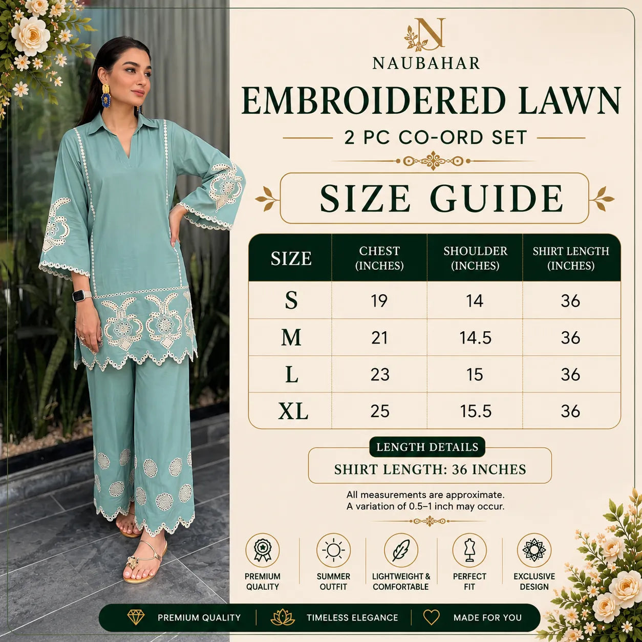 UA-233 Embroidered Lawn 2 Pc Co-Ord Set Summer Wear by Umnaa