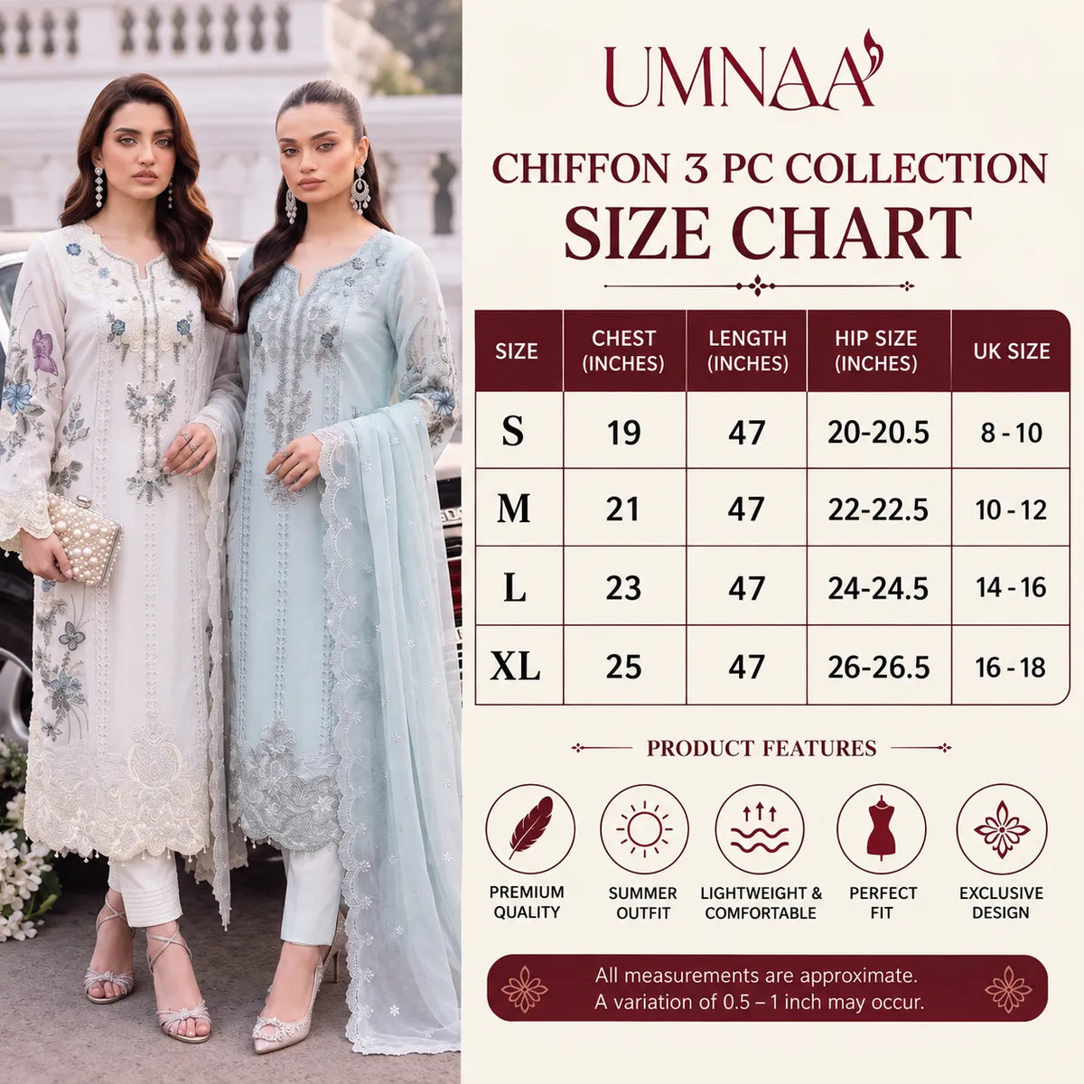 UA-297 Embroidered Luxury Chiffon Collection | Umnaa