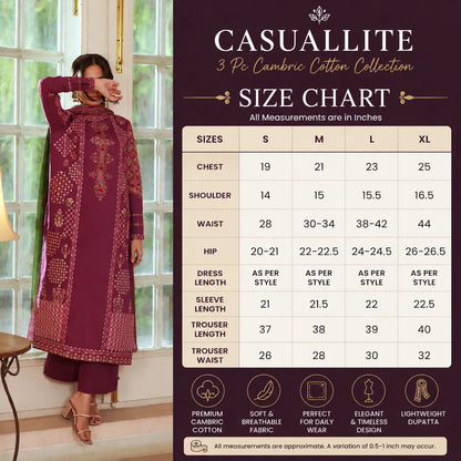 UCA-46 "Sakoon" Embroidered Cambric Cotton Pc Collection | Casuallite