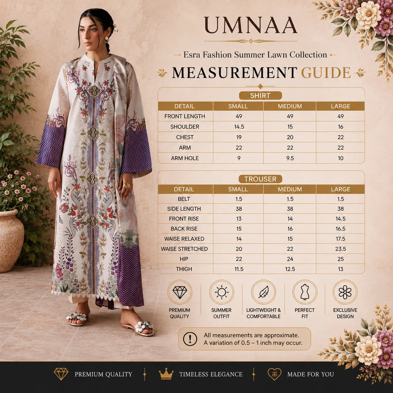 UE-02 "Printed Essential" by Esra Fashion Summer Printed Lawn 3 Piece Collection | Pakistani Asian Clothes