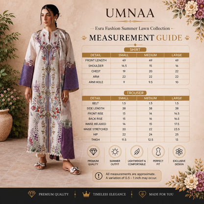 UE-02 "Printed Essential" by Esra Fashion Summer Printed Lawn 3 Piece Collection | Pakistani Asian Clothes