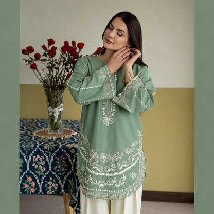 UA-313 Embroidered Linen 2 Pc Co-Ord Set with Farshi Shalwar by Umnaa