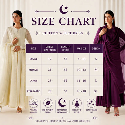 UA-281 Embroidered Chiffon Frock 3 Pc Collection | Umnaa