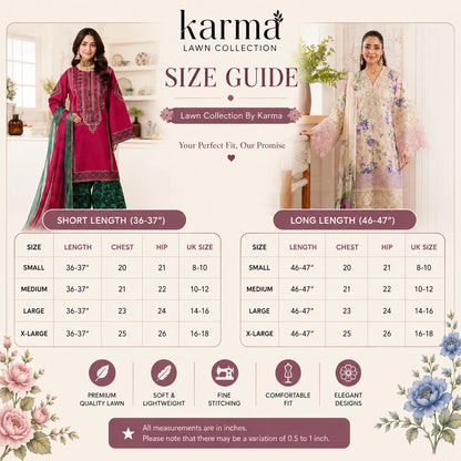"Flora" Embroidered Lawn 3 Pc Collection | Karma Collection