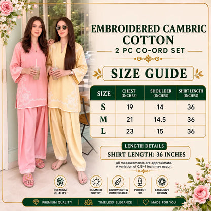 UA-261 Embroidered Cambric Cotton 2 Pc Co-Ord Set with Farshi Shalwar by Umnaa