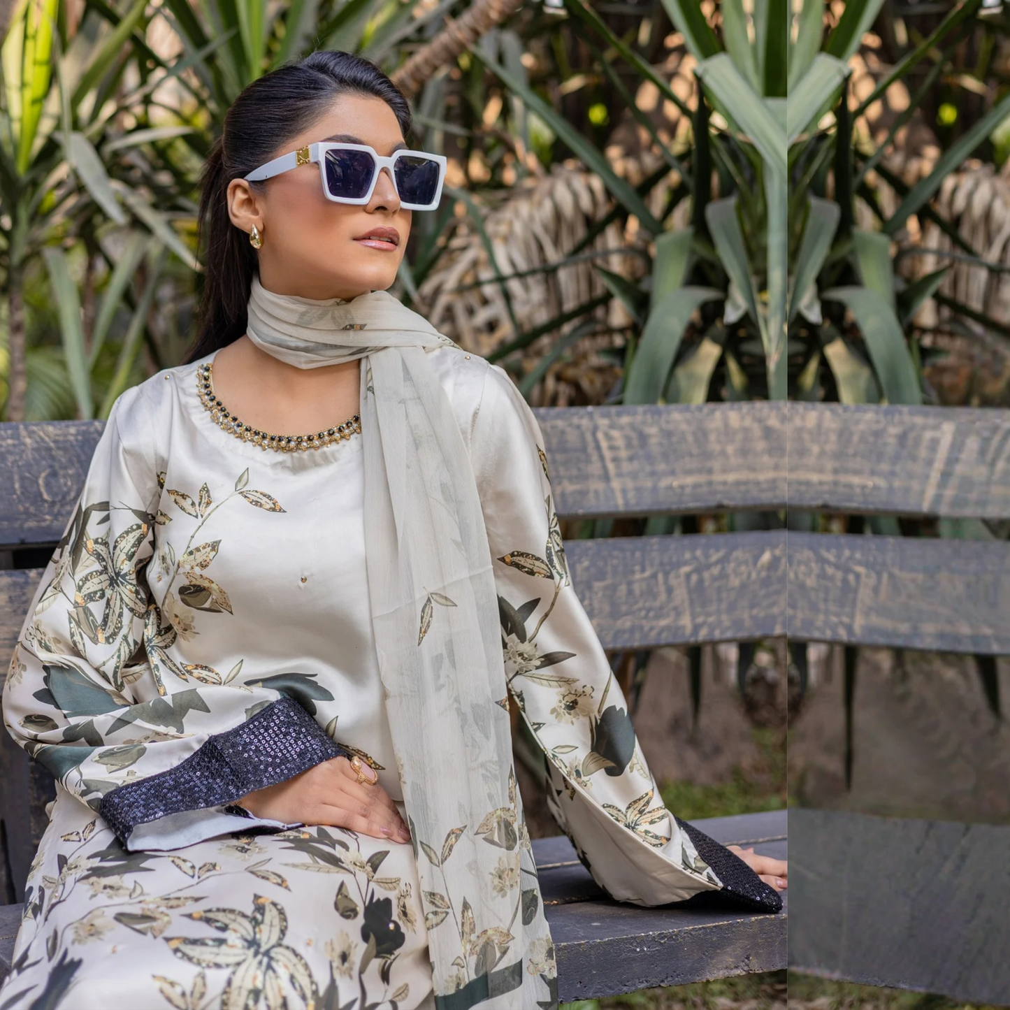 UMRZ-42 Embroidered Printed Silk Pakistani 3 Pc Dress| Ready to Wear | Rangz