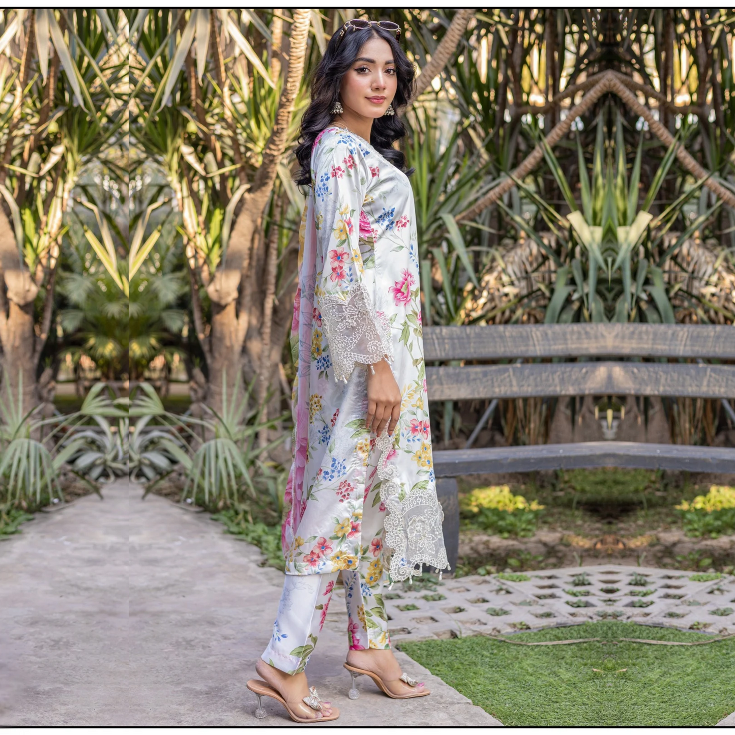 UMRZ-42 Embroidered Printed Silk Pakistani 3 Pc Dress| Ready to Wear | Rangz