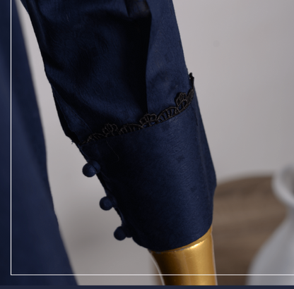 (Navy Blue) 2 Piece Ready to wear Jacquard Solids Naubahar