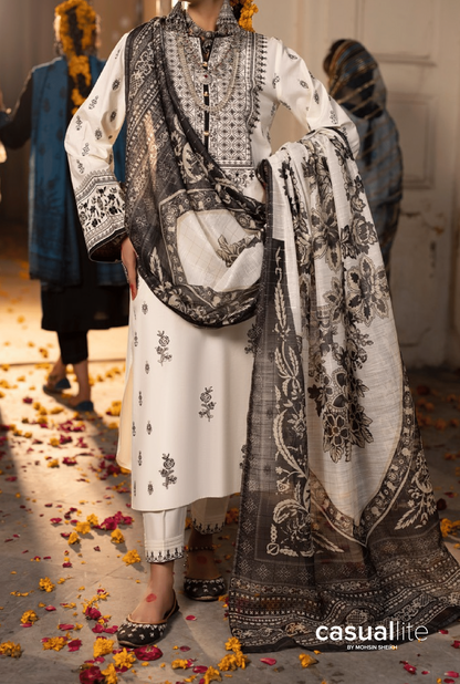 White 3 Piece Embroidered Cotton dress - Casuallite