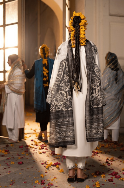 White 3 Piece Embroidered Cotton dress - Casuallite