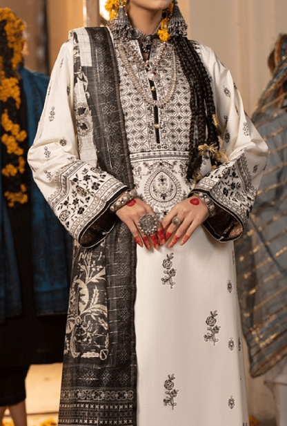 White 3 Piece Embroidered Cotton dress - Casuallite