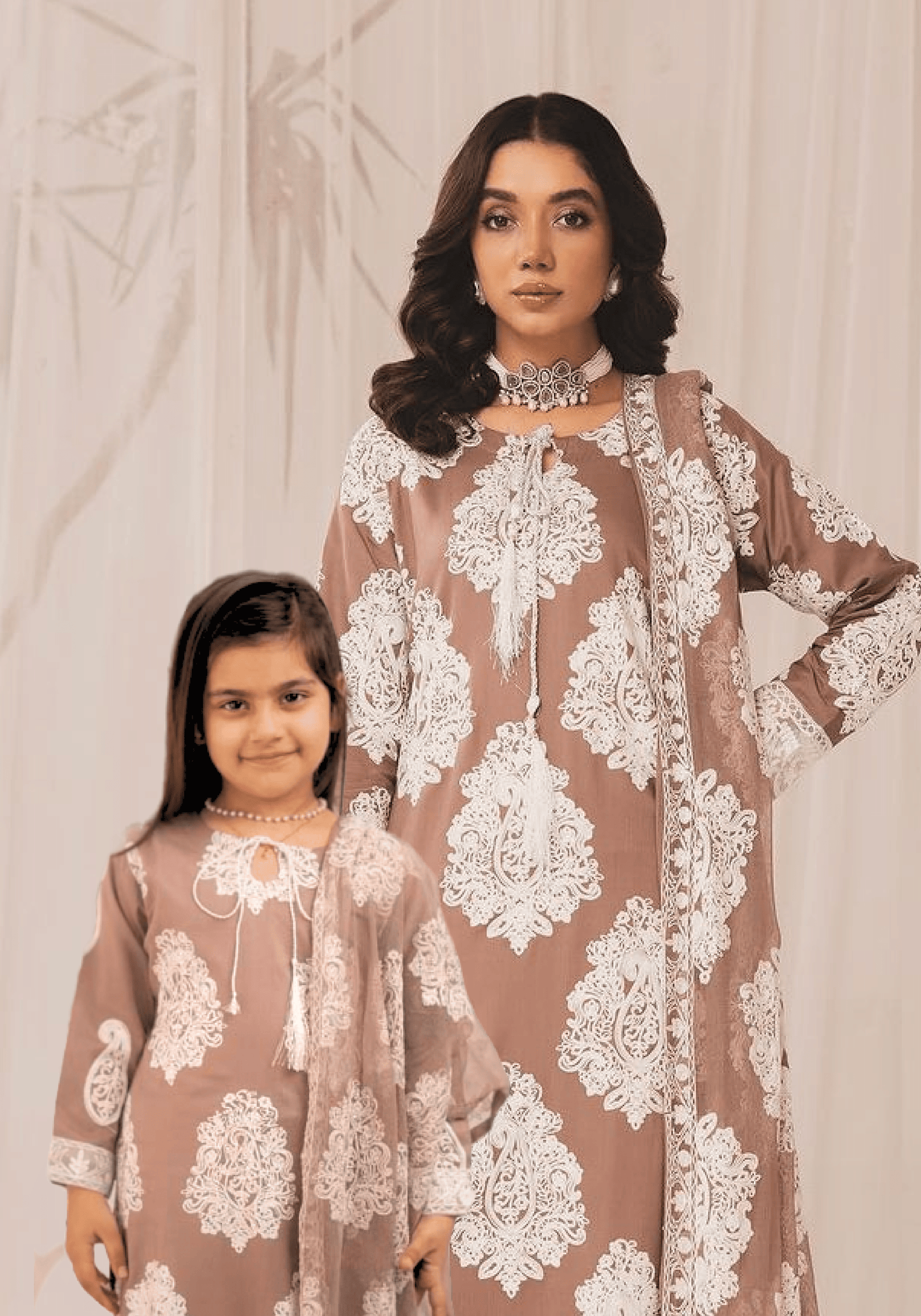 Mother & Daughter PIECE EMBROIDERED LINEN COLLECTION BY SIMRANS